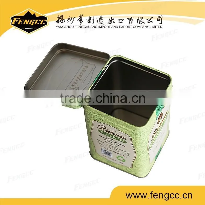 Popular design fancy printing small round tin box for tea