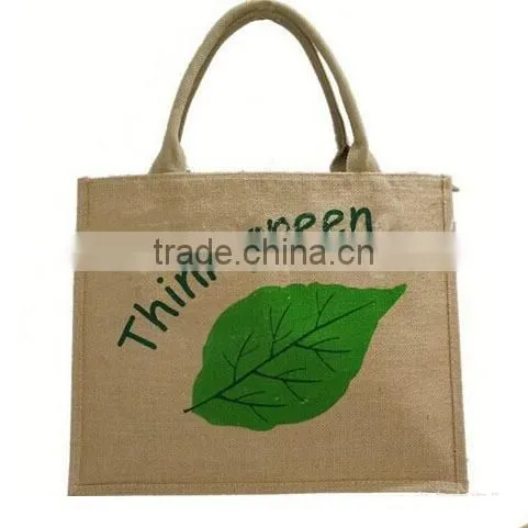 Christmas fashion tote bag made by jute fabric recycling