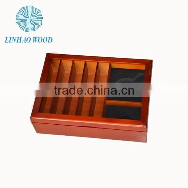 personalized wooden tea box with clear arylic window, tea boxes with compartments wood China