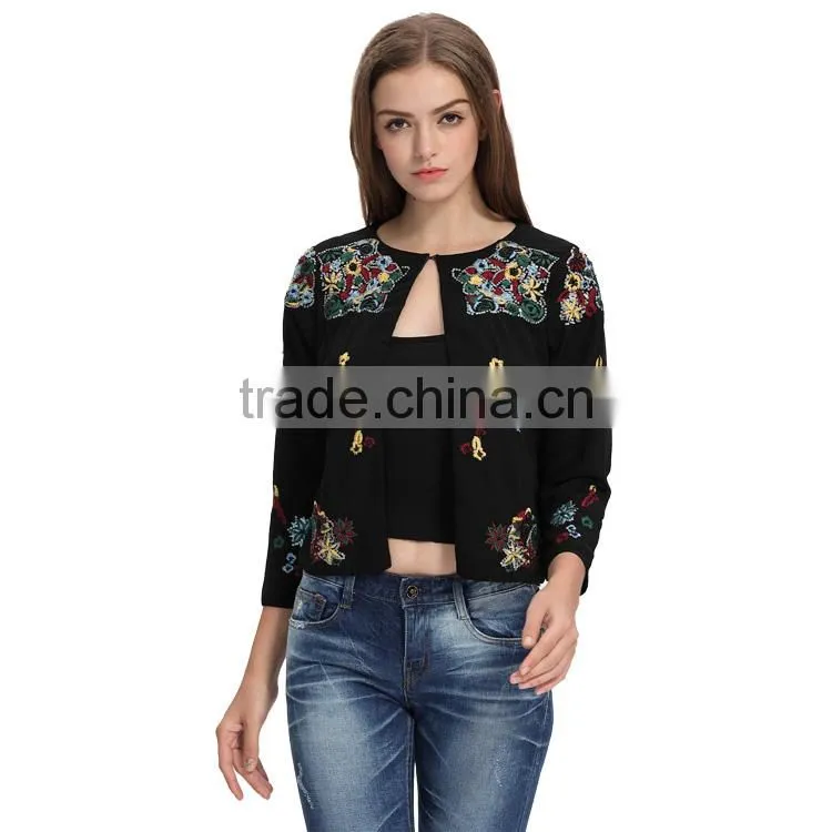 Latest fashion Womens 2017 jackets custom embroidery designs