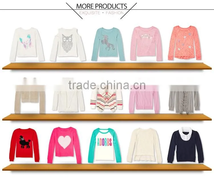 Long Sleeve Lace Hem Pullover Girls Knitted Sweater
