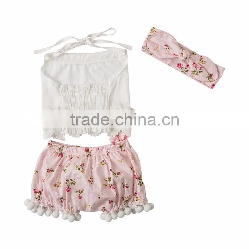 Summer new design boutique baby clothing set fashion girl floral outfits