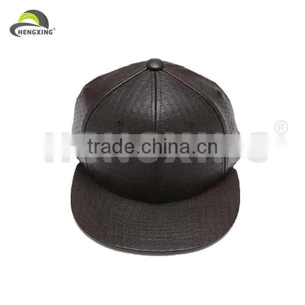 Black Leather Snapback Hat Wholesale