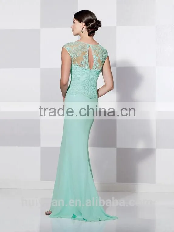 2015 newest good quality high neck short sleeve lace dress