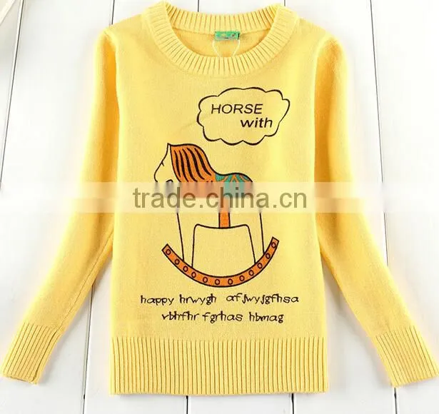 latest lovely animal letter printed crewneck sweater for girls