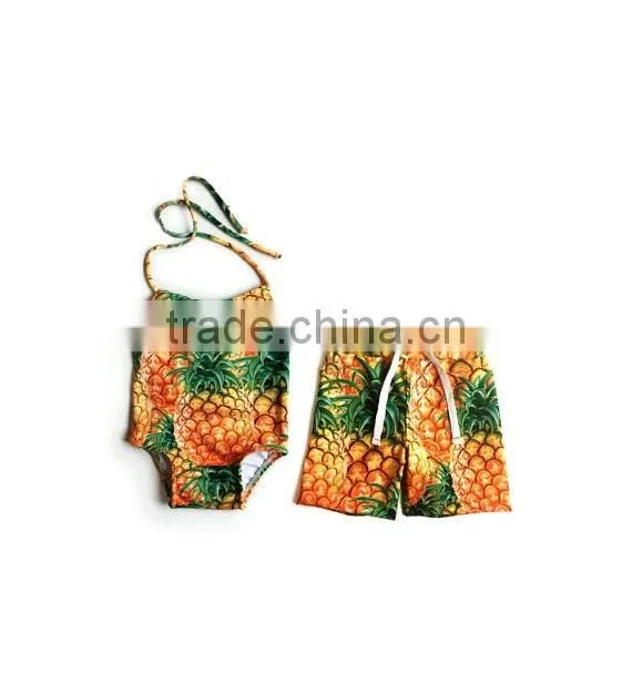 Baby clothing summer brother and sister swimsuit mathing set