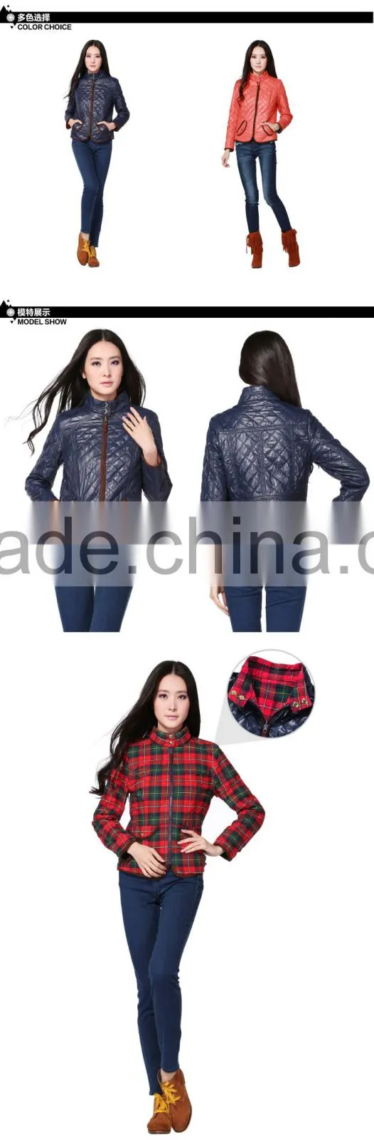 2015 New Design Spring Light Women Double Face Padded Jacket