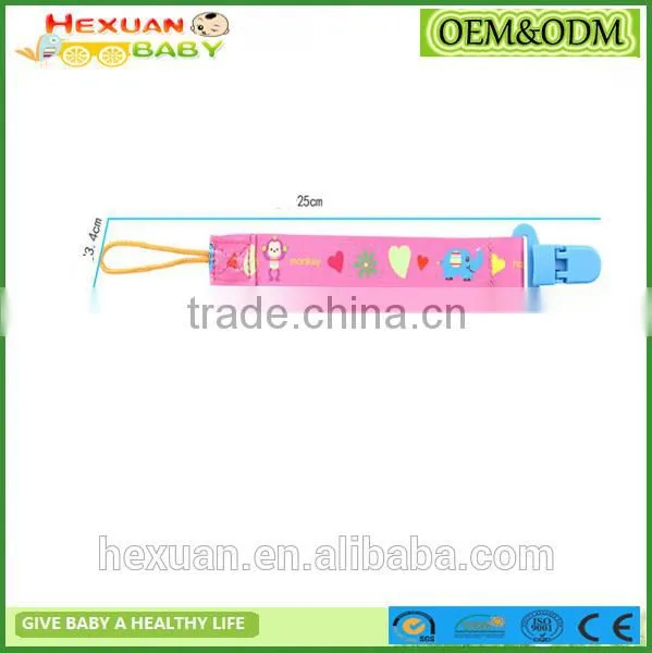 Top quality polyester material leash, rubber band plastic/metal nipple pacifier clips