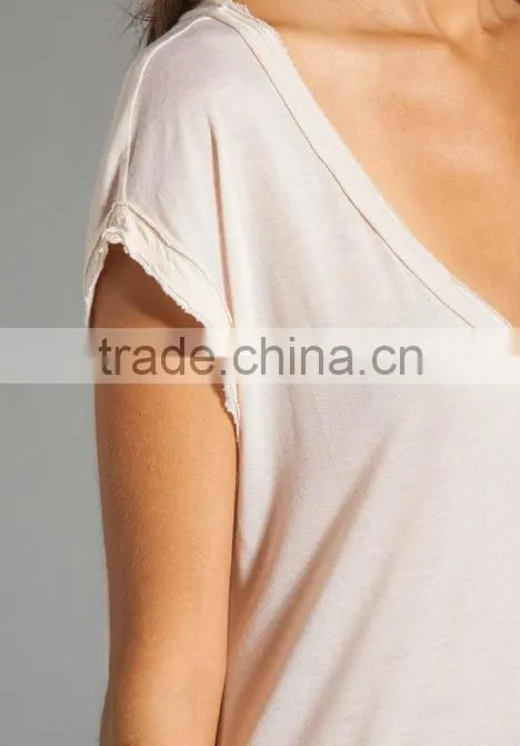 Cap Sleeve Double V Neck Tee