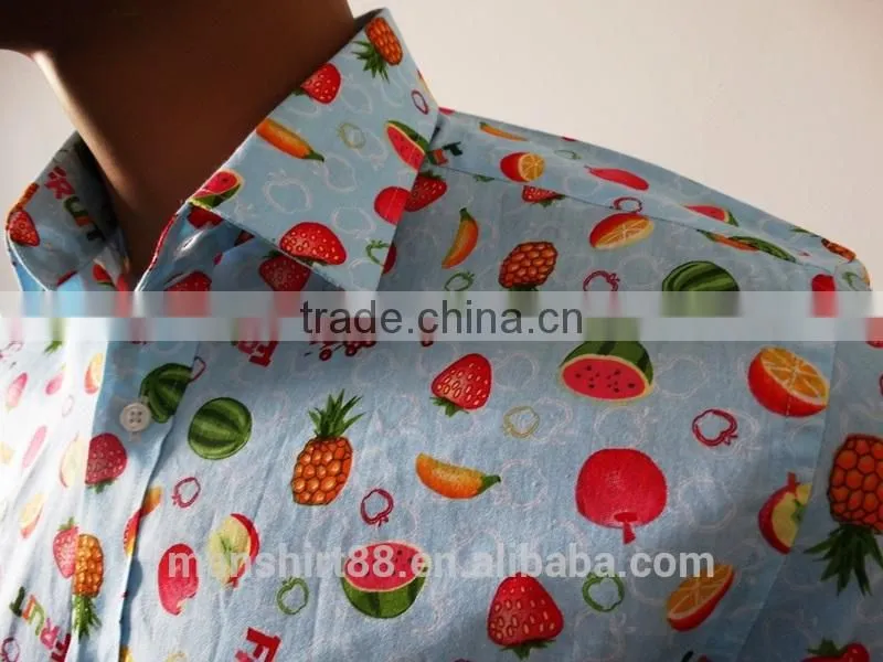 fruit printed short sleeve casual shirt for men