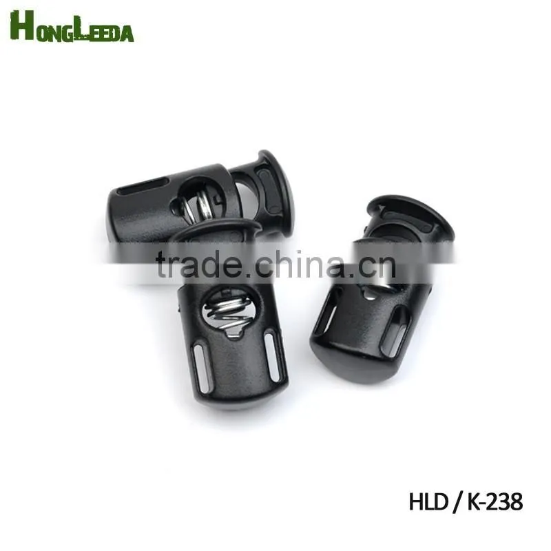 Black plastic stoppers cord lock 8mm hole toggles clip apparel shoelace sportswear bungee cord accessories HLD/K-238