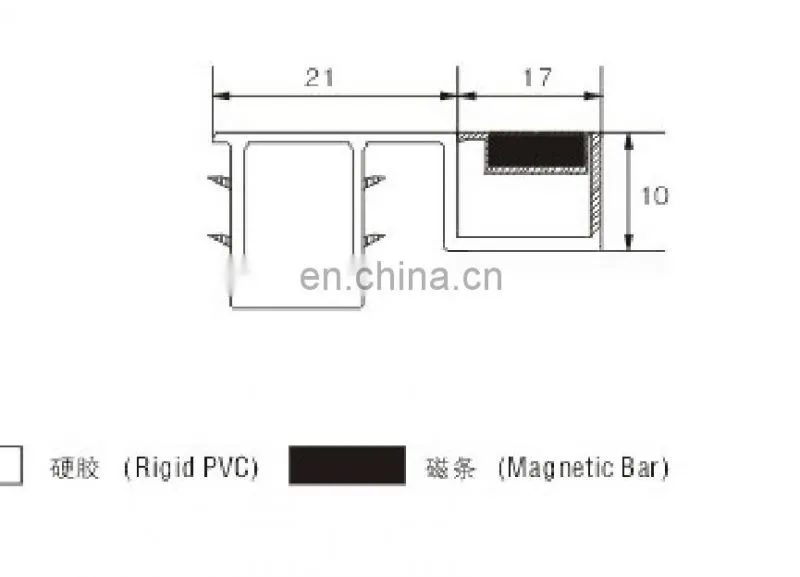 PVC magnetic shower door seal strip for 180 degree malposition glass doors