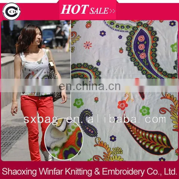shaoxing winfar knitting super jave paisley print 100% rayon fabric for garment