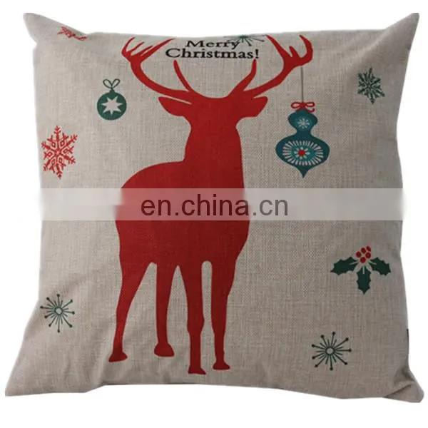 Custom christmas home decorative pillow cover fashion cute christmas new design cotton linen cushion cover