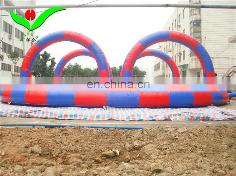 Outdoor kids inflatable go karts game race track
