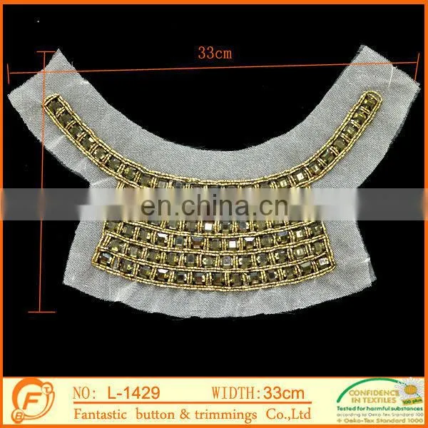 gold color handmade sewing beads collar