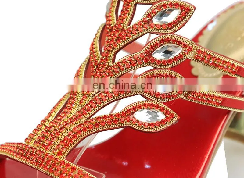 High quality red diamond heel bridal shoes