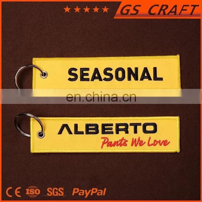 Wholesale promotional high quality embroidery retancgle key chain