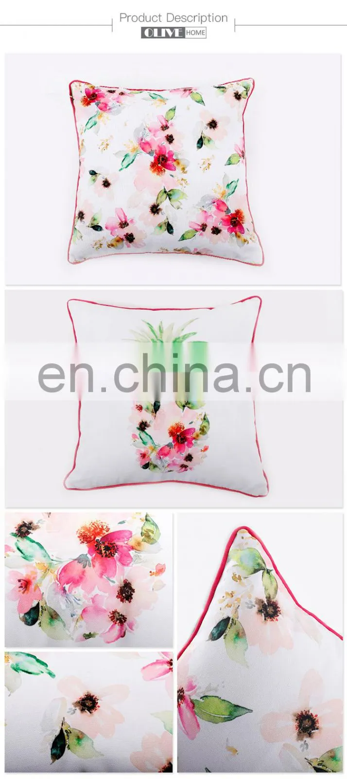 Hot sale Custom Design Flower Paint Printed Decorative Pillow Outdoor Cushions for car