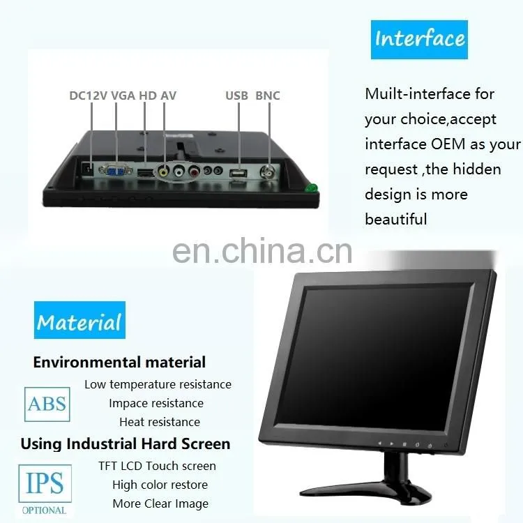 Small size 10 inch LED VGA desktop Computer monitor touchscreen LED 1024*768 LCD Monitor pc