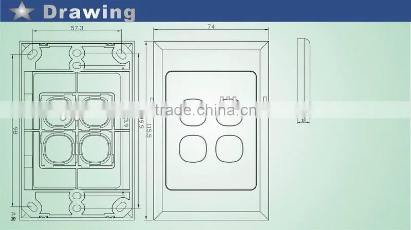 4 ports Austrelia type RJ45 fiber wall plate network Faceplate