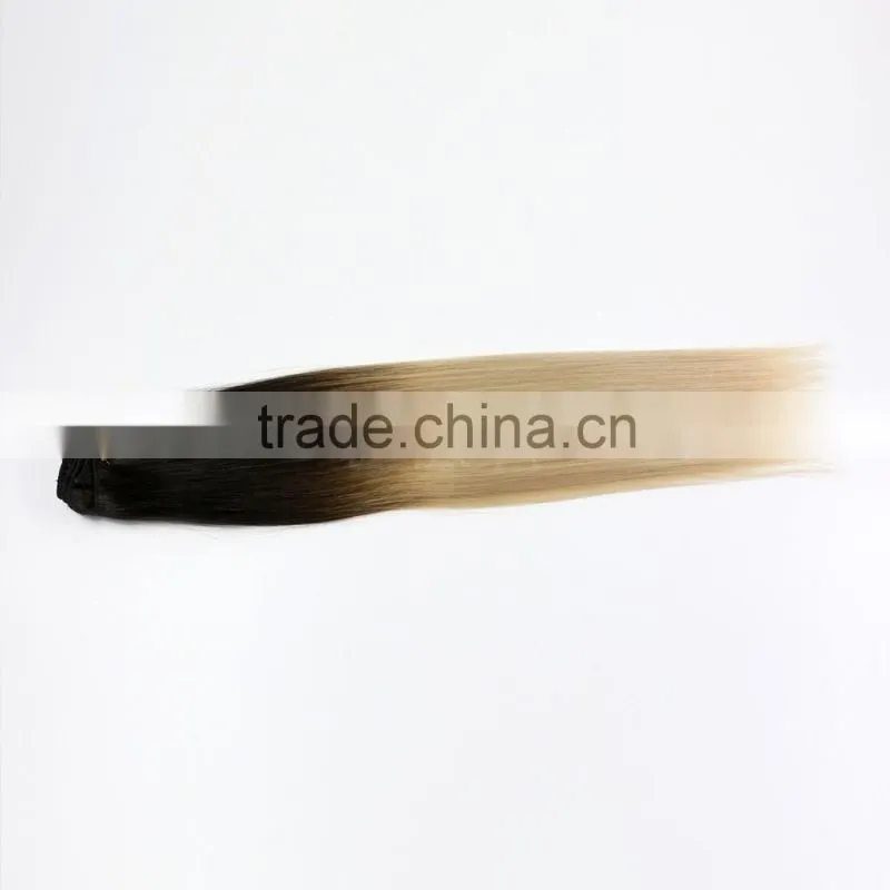 Wholesale double drawn colored brazilian human hair extension two tone clip in hair extensions