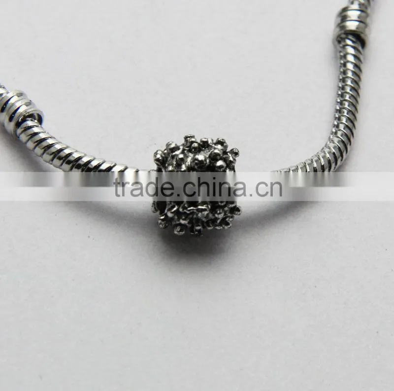 Popular Drum Shape Anti-silver Large Hole Metal Beads, Zinc Alloy Bracelets & Necklaces Beads Accessories