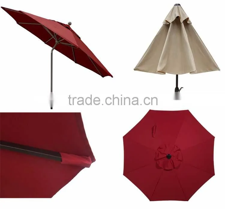 Outdoor Market Aluminum Umbrella With Auto Tilt And Crank Folding Patio Garden Umbrella