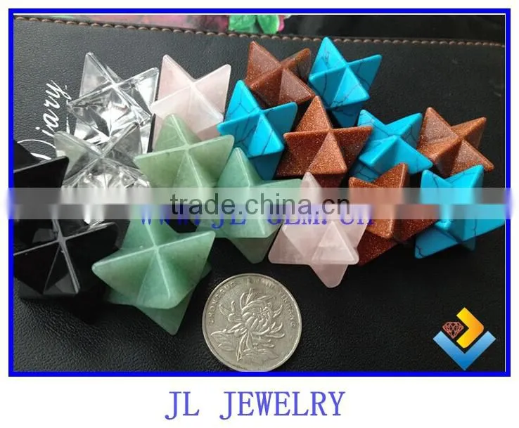 WholesaleJewelry Natural Obsidian Healing Crystal Merkabas Chakra Pendulum Unisex Pendant