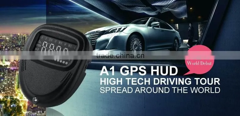 A1 2.0 inch Car GPS HUD Head Up Display Vehicle-mounted Security System, Support Speed & Real Time & Altitude & Over Speed Alarm