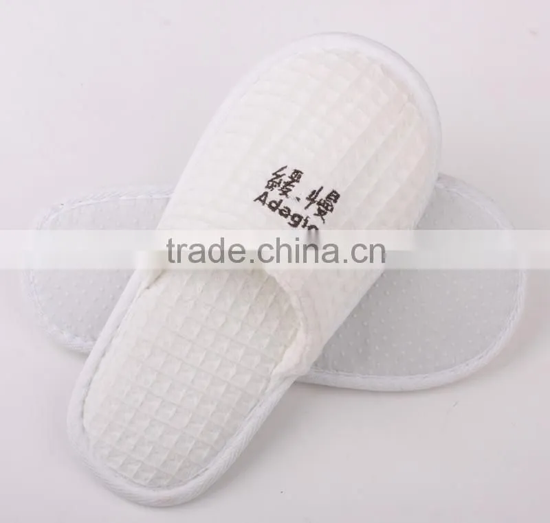 2015 personalized open toe waffle pure color slippers for hotel