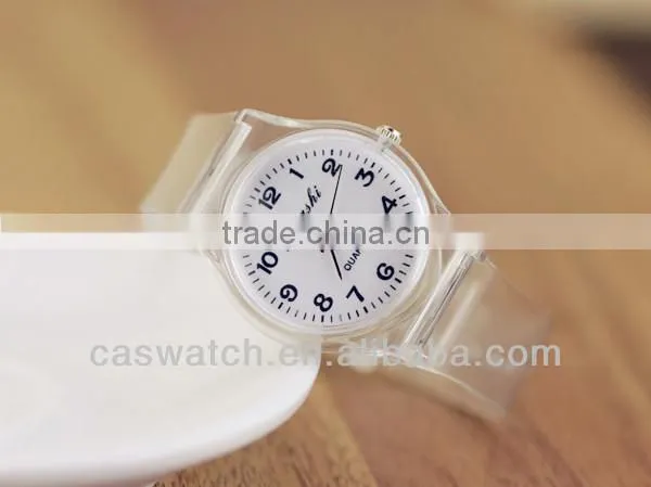 Fashion transparent plastic quartz watch