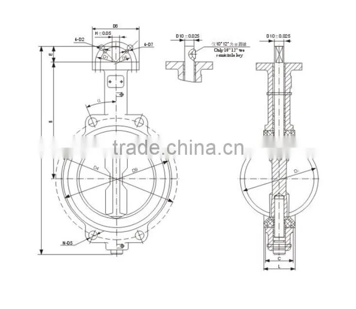 (BV-MZ-004)pinless worm gear actuated butterfly valve