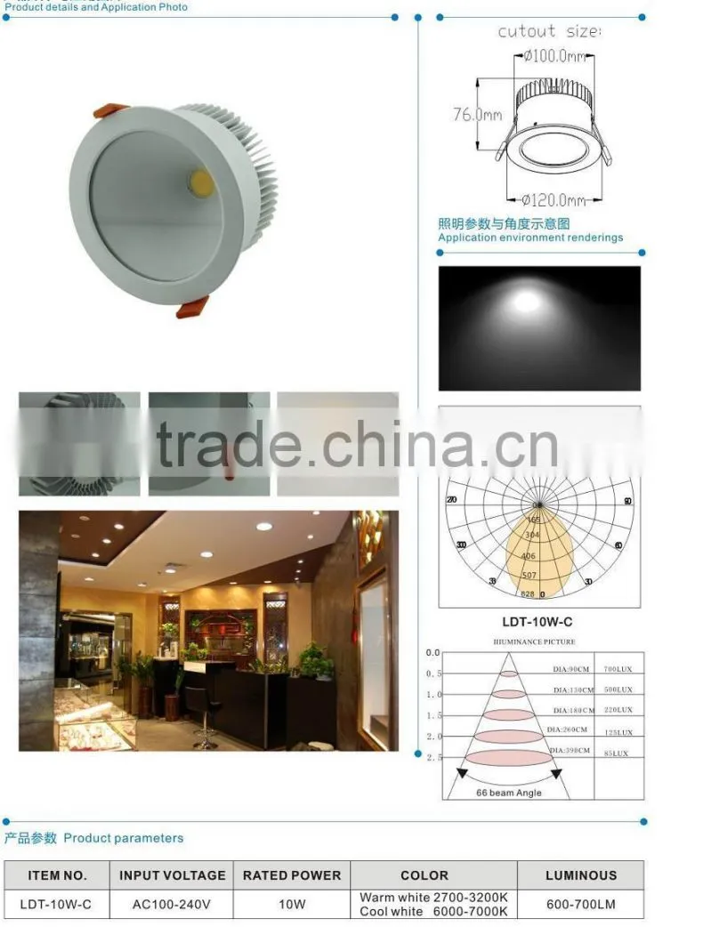Modern rotatable led downlight for commercial lighting 10W