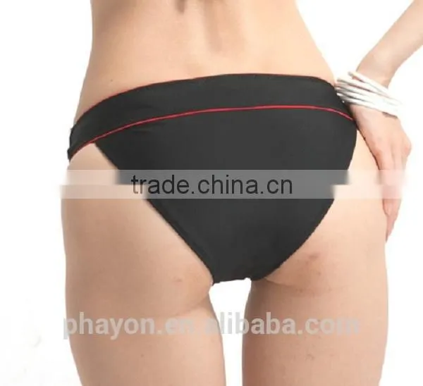 OEM&ODM 2015 lady solid black band diamond swim brief