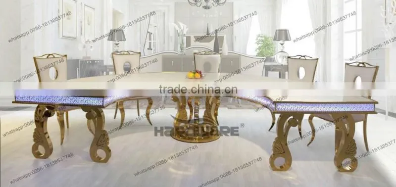 golden stainless steel frame half round dining table / half round table