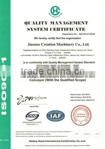 Jiaozuo Creation Pipe conveyor EPC , the famous global supplier in China