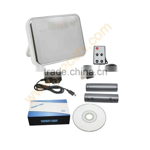 New Arrival Plane Mirror Alarm Clock Camera JVE-3311G,Remote Control/Video&Audio/Motion Detection Multi-Function Clock Camera