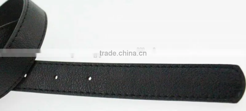 Women's Plain black PU leather belt with rhinestone ring in YiWu