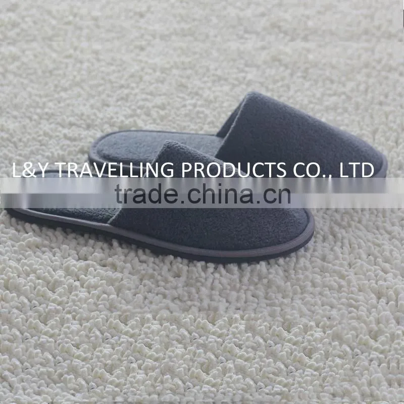 Mens classic grid nap fabric closed toe hotel SPA indoor Slippers