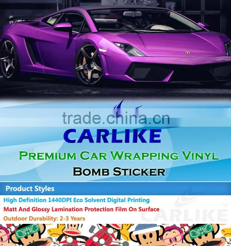 HD-102 CARLIKE Air Bubble Free Colorful Bomb Sticker For Car