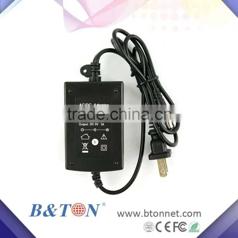 OEM ODM 5V3 A AC/DC power adapter for security syestem with CE FCC