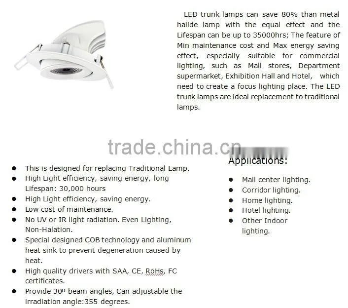 New design 15w led trunk light