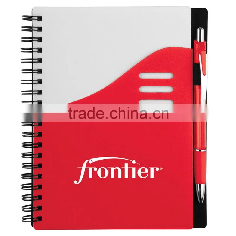 cheap spiral notebook with pen holder