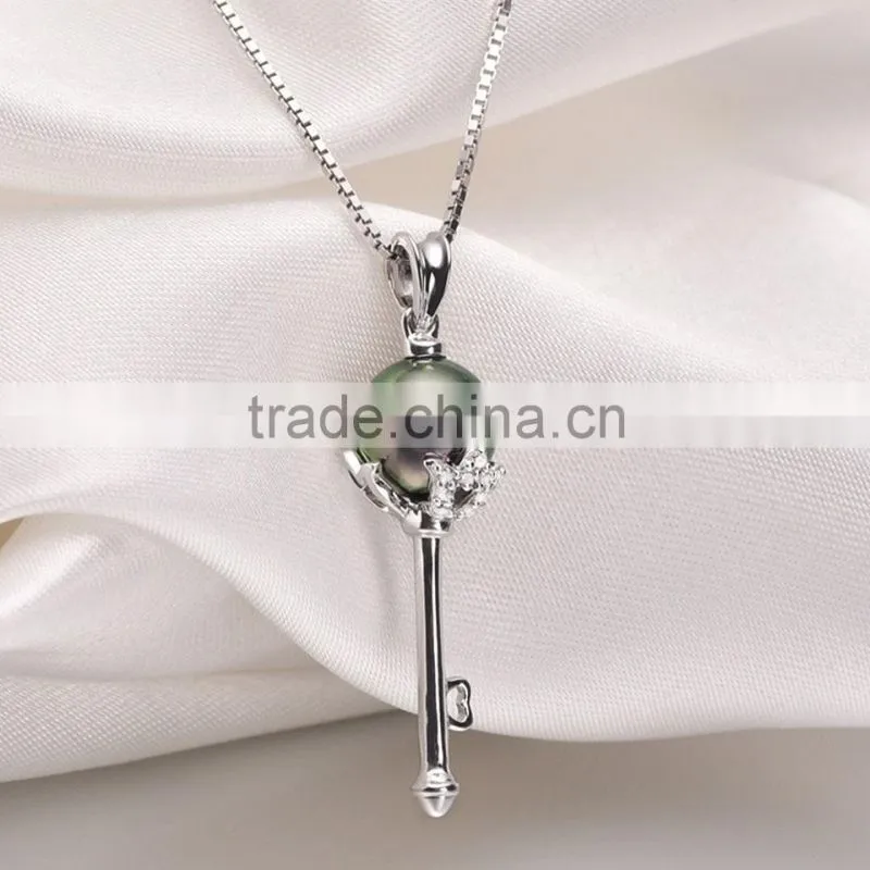 wedding jewelry 8--9mm best gift black tahitian pearl pendant