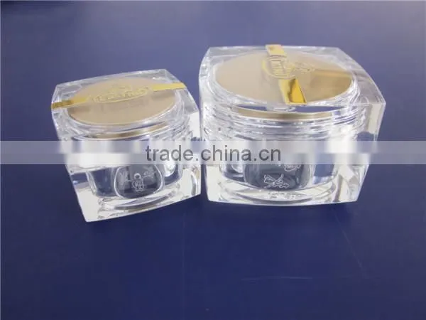 50g gold square acrylic cosmetic jar/luxury acrylic face cream squre plastic jar