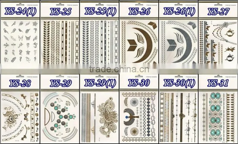 Eco-friendly metallic adult body sexy temporary tattoo sticker