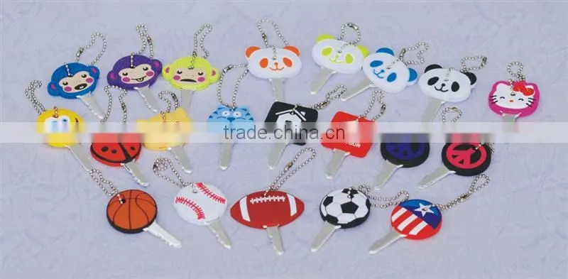 Sef of 2 Lovely Smile Face PVC Portable key cover, Key cap, Key Tag