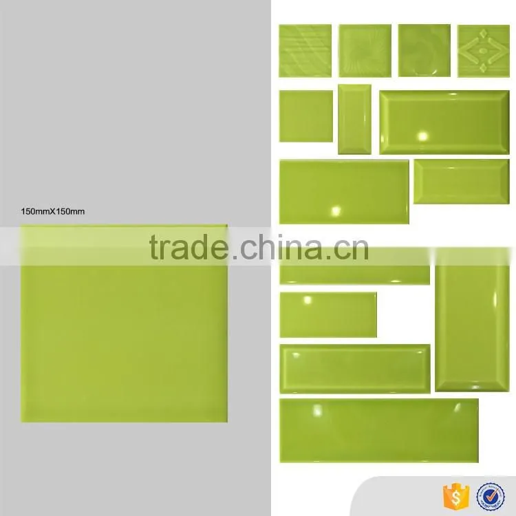 Eagle brand 15x15mm green ceramic wall tile, square bathroom interior tiles made in China