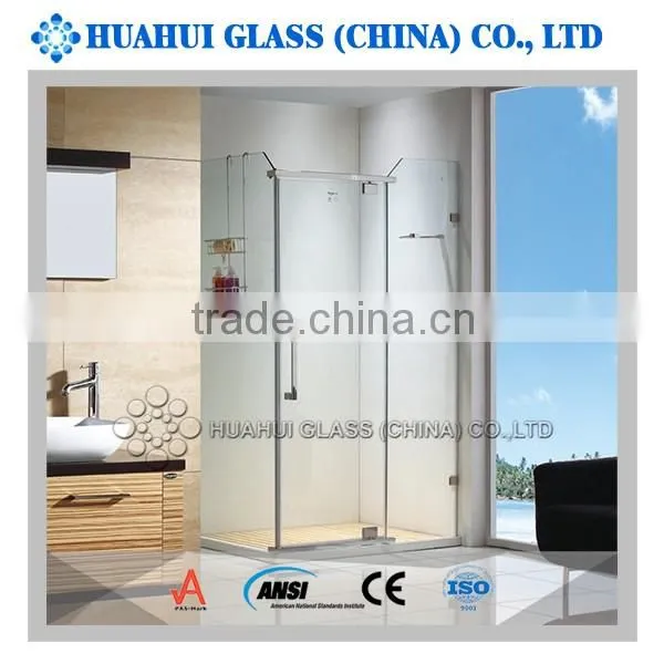 6mm rectangle hinged tempered clear glass shower enclosure frameless for bathroom with CE ANSI IOS AS/NZS 2208 certificates
